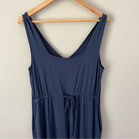 AnyBody Regular Cozy Knit Wide-Leg Reversible Jumpsuit Navy Size Medium - Picture 12 of 13